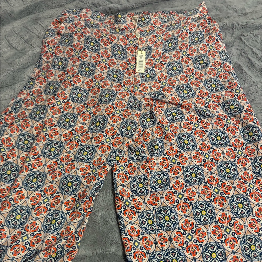 Lounge Set in Coral, Navy & Cream Size 1x